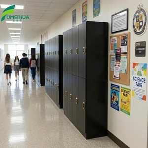 HPL School Locker with Electronic Lock and Assembled Structure Mildew Resistant 2 Compartments for Student Corridors