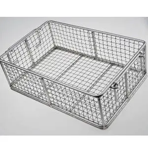 Customized Ultrasonic Cleaning Basket Metal Drainage Net Basket Stainless Steel Disinfection Basket for Laboratory Use