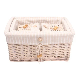 100% Natural Woven Storage Basket Luxury Style Wicker for Blankets/Magazines Daily Use Packed in Cartons