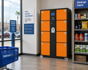 Smart 8 Door Parcel Pickup Locker with QR Code & PIN, Self-Service Click & Collect Cabinet for Supermarket & Retail Store
