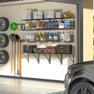Essential Garage Storage Solution - Wall Mounted Metal Rack with Open Design for Home Workshops