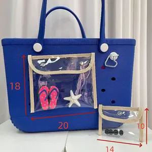 Waterproof EVA Cosmetic Makeup Pouch for EVA Beach Bag Accessories Zipper Insert Organizer Beach Tote Storage Bag for Travel