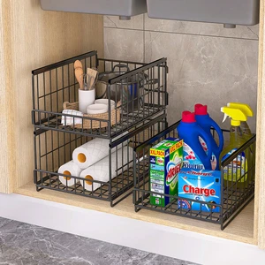 Modern Multifunction Iron Wire Storage Basket Stackable Folding Householder Organize Basket for Locker & Home