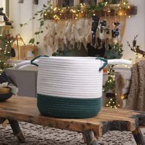 A Christmas-themed Storage Basket with a Handle