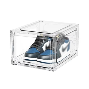 Hot Seller Clear PET Shoe Storage Boxes Modern Design Plastic Sneaker Organizers Magnetic Door Injection Technique Rectangle
