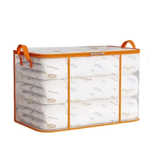 Large Transparent Waterproof Foldable Dust-proof Zippered PVC Storage Bag for Bedding & Clothes 85L Capacity Closet Organizer