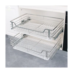 Hot Sales Modern Design Four-Sided Stainless Steel Pull Out Drawer Basket Easy Installation in Kitchen Cabinets