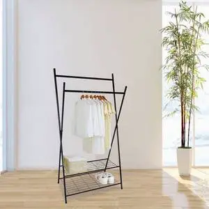 Best-selling Black Classic Durable Metal Garment Rack Single Tier Coat Rack Storage Holder for Wardrobe