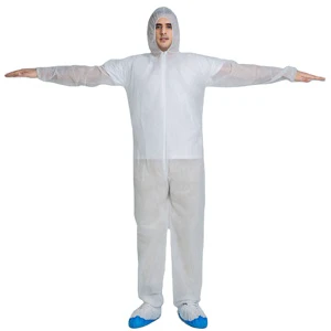 PP Non Woven Disposable Coverall with Hood Safety Hazmat Suit for Industrial Dust Proof Protective Clothing