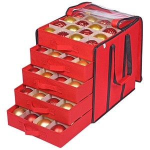 Christmas Ornament Storage Box with 4 Trays, Holds up to 100 Ornaments Decoration Balls,Holiday Container with Dividers