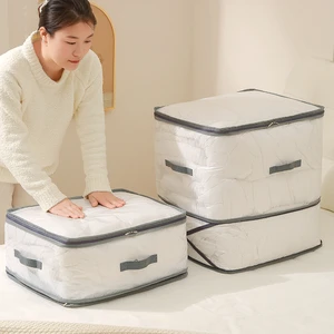 Compressed Storage Bag with Zipper - Clear Visual Design Wardrobe Organizer for Clothes, Quilts and Bedding