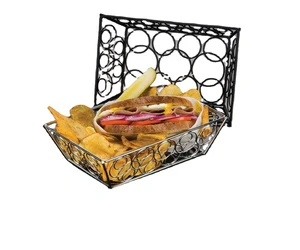 Black Metal Wire Storage Basket for Fruit, Bread