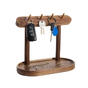 Desktop Shelf Jewelry Hook Creative Ornaments Multifunction Entryway Wooden Key Desktop Organizer Office Living Room
