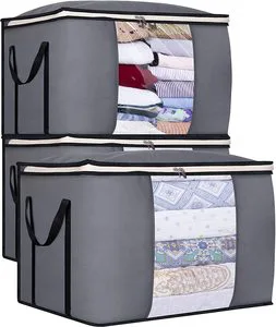 Vietnam Factory Large Capacity Quilt Storage Bag Clear Window Folding Bag Clothes Blanket Bedding Storage Bag Organizer Under Bed Storage Made in Vietnam