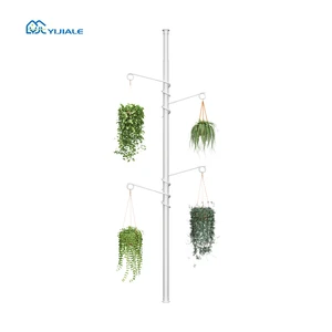 YIJIALE Modern Balcony 4 Hooks Indoor/Outdoor Garden Wall Shelf Adjustable Metal Flower Pot
