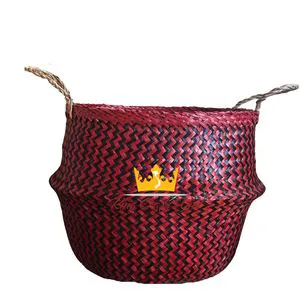 Braided Vintage Circle Seagrass Storage Basket Laundry Wholesale King Craft Viet Woven Customized Straws Home Organizer Belly