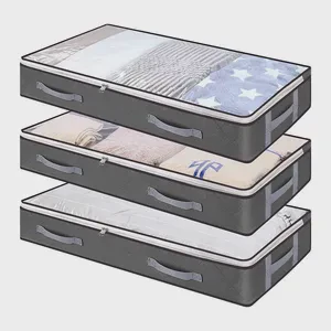 Foldable Non-Woven Under Bed Storage Box for Clothes Blankets Dustproof Moisture-Proof Closet Organizer