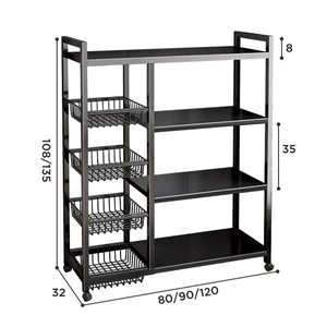 Kinno 4-Tier Stainless Steel Square Tube Corner Shelf Storage for Kitchen & Bathroom Wall Cabinet Space