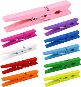 Decorative Wooden Colored Clothespins Colorful Hanging Craft Clips for Photos and Paper Pegs Wooden Colored Clothes Pins