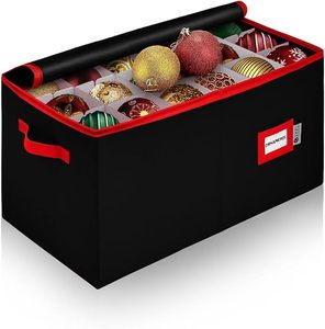 Christmas Ornament Storage Container with Dividers Zippered Convenient Adjustable Heavy Duty 600D Large Organizer Bin