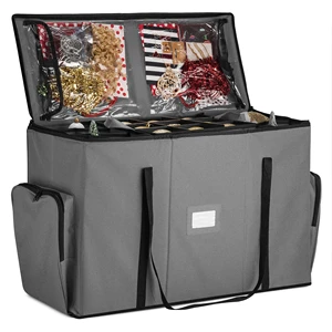 Christmas Ornament Storage Box Adjustable Extent Area for Figurines and Pockets Stores up to 73 Holiday Ornaments