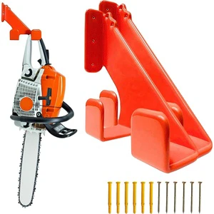2 Pack Heavy Duty Metal Chainsaw Wall Mount Holder Rack Garage Organization 150 Lbs Capacity Anti-Scratch Pads Foldable