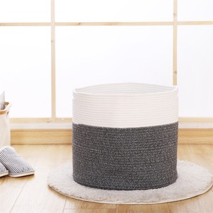 Black and White Woven Cotton Rope Storage Basket