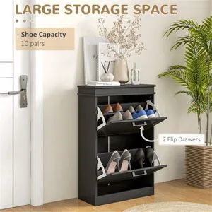 Black Shoe Storage Cabinet Practical Shoe Boxes & Organisers