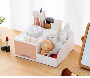 Cosmetic Storage Box Double-Deck Plastic Storage Box Desktop Clear Jewelry Plastic Makeup Drawer Organizer Storage Box