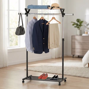 Modern Freestanding Steel Coat Rack With Shelf And Hat Rack For Bedroom Storage