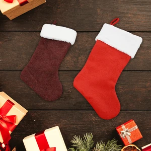 Bulk Sales 16inch 18inch Christmas Stockings Custom Faux Fur Plush Xmas Stocking For Holiday Decorations
