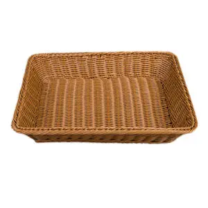 Food Grade Plastic Strap Woven Storage Bread Serving Basket for Bread Fruit Vegetables Food Serving
