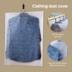 18g Non-woven Hanging Garment Dust Cover, Reusable Clothing Storage Bag for Closet, Dustproof Suit Protector