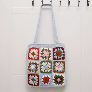 Multicolor Crochet Storage Bags, Handwoven Bohemian Organizer Basket for Home Yarn Woven Tote for Laundry, Toys, Groceries