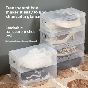 33/20/12cm Unisex Foldable PP Plastic Dustproof Moistureproof Transparent Flip-Top Minimalist Shoe Box Simple Storage Factory