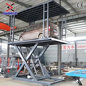 CE Customized Heavy Duty Double Deck Underground Villa Garage Hydraulic Electric Fixed Stationary Scissor Home Car Parking Lift