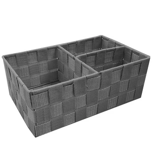 2022 Hot Selling Woven Storage Baskets Eco-Friendly Handmade Small Jute Braided Basket With 3 Grids