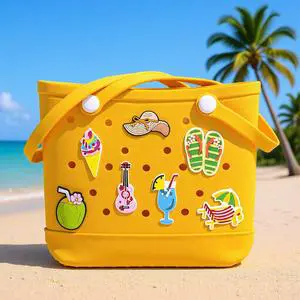 Customized New Creative PVC Printed Bag Flower Bag Accessories Suitable For Hole Bag Beach Bag Detachable DIY Snap Pendant
