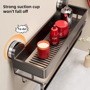 Suction Cup Storage Rack For Bathroom And Washbasin, No-Drill Wall-Mounted Organizer For Toilet And WaQshroom