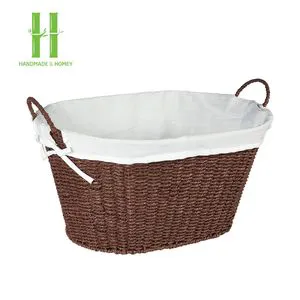 Best Selling High Quality Handwoven Natural Seagrass Rectangle Bohemian Large Storage Basket Eco-Friendly Vietnam Factory