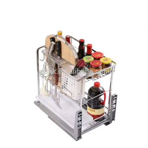 TKK Kitchen Cabinets Accessories Slide Wire Storage Basket Pull Out Basket Soft Stop Multi Purpose Square Wire Basket