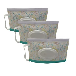 Cartoon Design Reusable EVA PEVA Zipper Bag for Travel Wet Wipes and Diapers Storage with Plastic Zipper Toilet Paper Storage