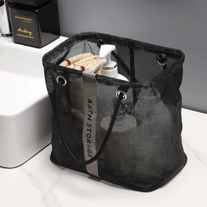 Bathroom Mesh Toilet Bag Portable Bathhouse Bath Handbag Large Mesh Storage Basket Toilet Supplies Storage Basket