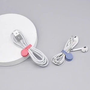 New Products 2026 Factory Silicone Magnetic Cable Organizer Data Cable Winder Clip Storage Durable for Travel/Desktop
