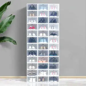 Hot Sale Hard Plastic Combination Shoe Box Transparent Foldable Shoes Storage Box Stackable Transparent Storage Box High Quality