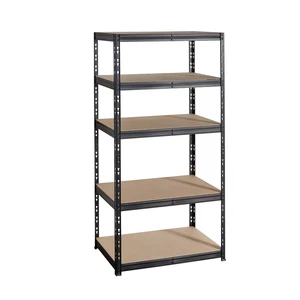 New Design Of The Wall Corner Shelf Metal Corner Storage Rack For Indoor Or Garage With 5 Tiers MDF Board
