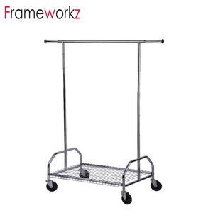 Heavy Duty Moving Clothing Rack With Wheels Wire Storage Coat Stands