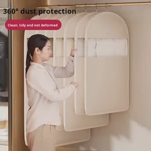 Twill Fabric Professional Compression Hanging Jacket Transparent Dust Cover for Wardrobe Clothing Seasonal Seasonal Item Storage