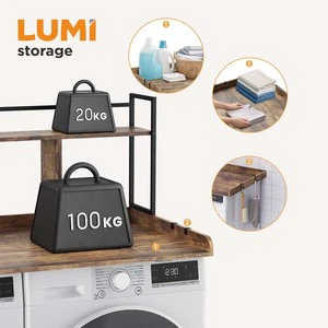 WMS14-02 Waterproof Laundry Washer Dryer Countertop Topper Board 100KG Heavy Duty Wooden Storage Shelf Non Slip Home Organizer