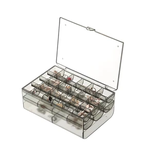 High Quality Injection-Molded Rectangle Classic Desktop Plastic PS Multifunction 6-10L Capacity Storage Box Jewelry Makeup Box